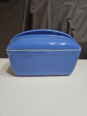 VINTAGE WESTINGHOUSE HALL BLUE COVERED BREAD DISH ART DECO COLLECTIBLE POTTERY