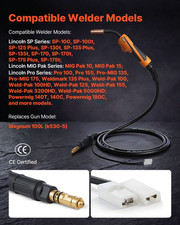100A MIG Welding Gun 10FT for Lincoln Magnum 100L K530-5 w/ 11 Tips