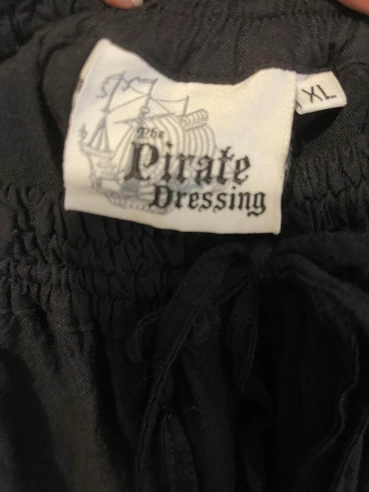 Pantalones Pirate Renaissance SCA Cosplay Negros Hasta la Rodilla Sueltos Cintura Elástica 2XL Foto 3 de 3