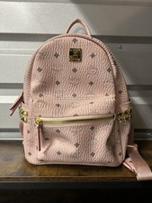 MCM Stark Side Stud Small Backpack Pink Visetos Monogram
