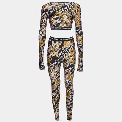 Versace Jeans Couture Set schwarz Barocco Print Top und Hose XXS