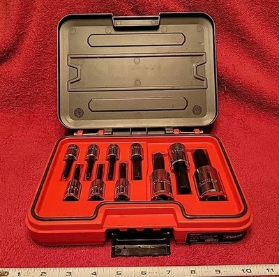 PROTO TOOLS JS2110H 10 PC HEX SOCKET SET SAE 3/8 & 1/2 DR IN CASE USA  