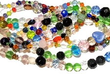 Glass Bead Strands in Bulk Bohemian Mixed Beads - 5 Strands - Variety of Fancy G