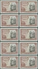 Spain: 10x Consecutive 1 Peseta 1953 (P#144a.2, 1 letter, 7 digits serial) - UNC