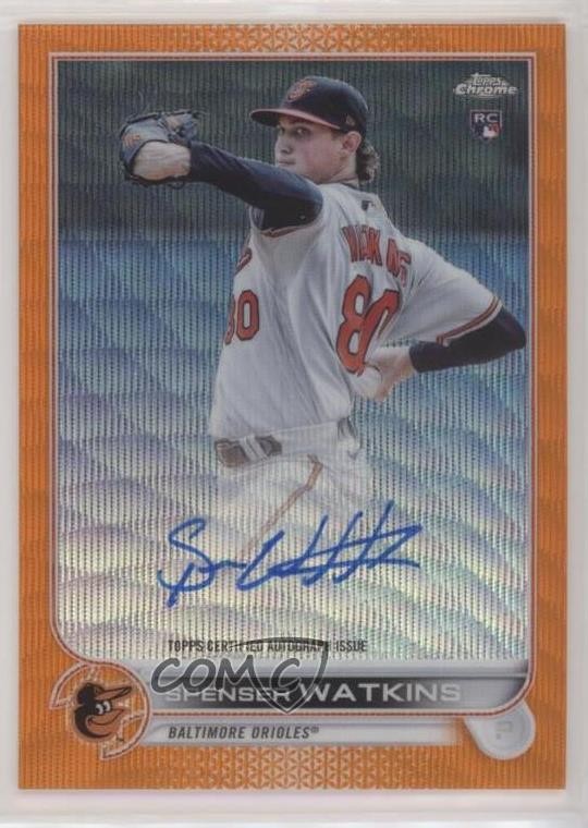 2022 Topps Chrome Rookie Orange Wave Refractor 4/25 Spenser Watkins Auto RC 3a1