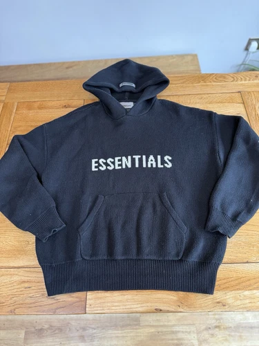 Felpa con cappuccio Fear Of God Essentials maglia nera media 100% autentica