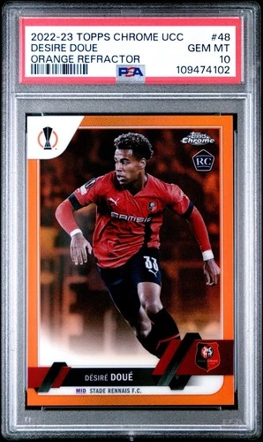 2022-23 Topps Chrome UEFA Club Competitions - Desire Doue Orange True RC /25