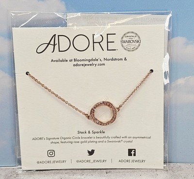 New Adore Swarovski Signature Organic Circle Bracelet Rose Gold Stack & Sparkle
