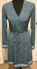 Michael Kors LongSleeve Teal Print Wrap Dress Size P, Petite, Soft & Gorgeous