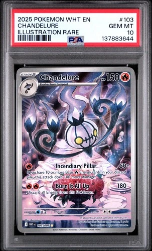 2025 POKEMON WHT EN-WHITE FLARE ILLUSTRATION RARE #103 CHANDELURE PSA 10