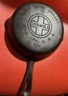 VTG Griswold #5 Cast Iron Skillet Pan Large Block Logo Double Spout (CRACKED).