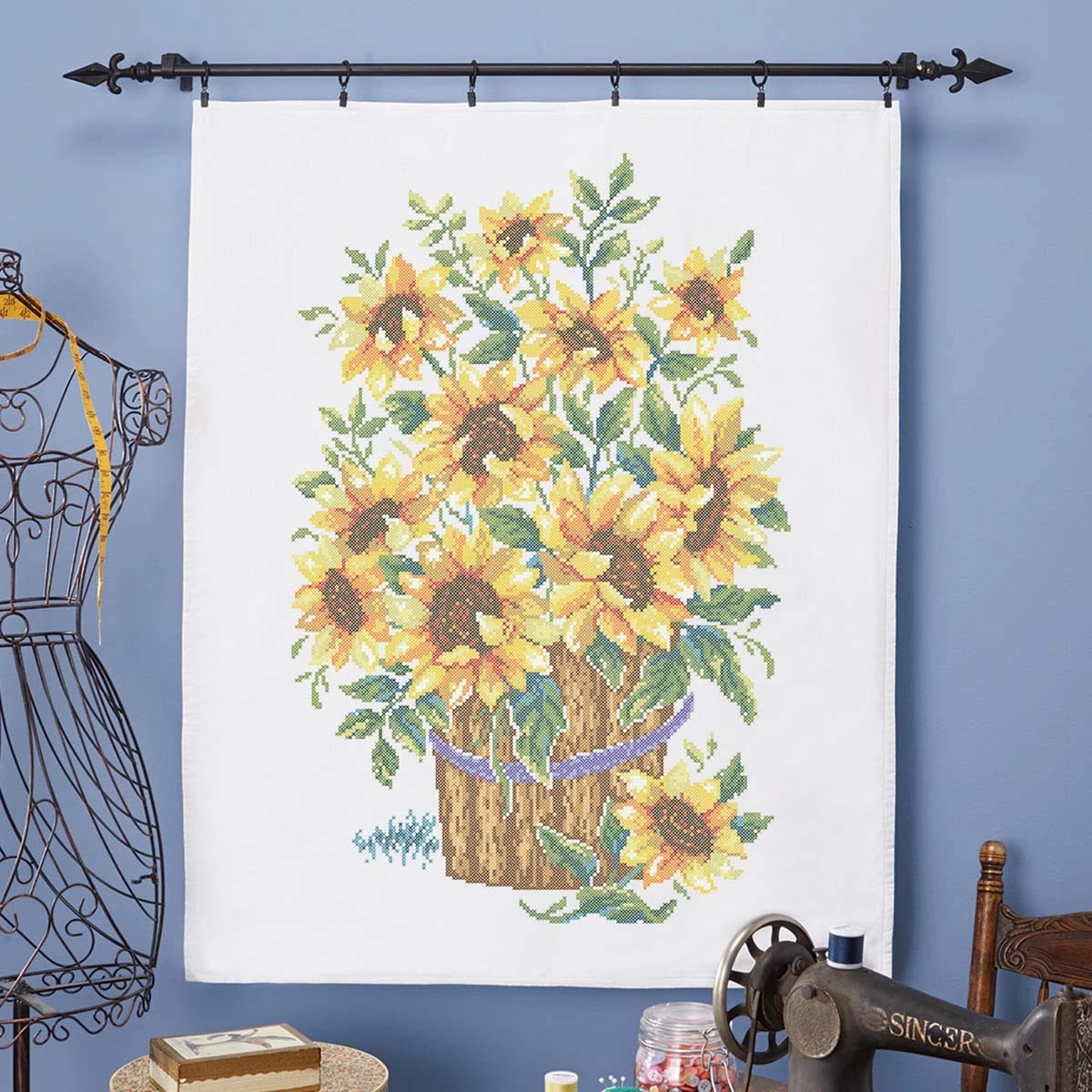 Kit De Couette Progress Windswept Daisy Point De Croix - Taille King 108x103 NOS