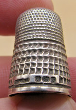 Antique Sterling Silver Cross Hatch Design Thimble - Sewing Accesories