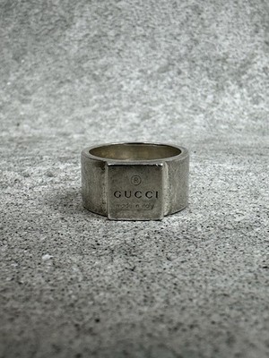 Gucci Sterling Silver Ring Logo Made in Italy Vintage
