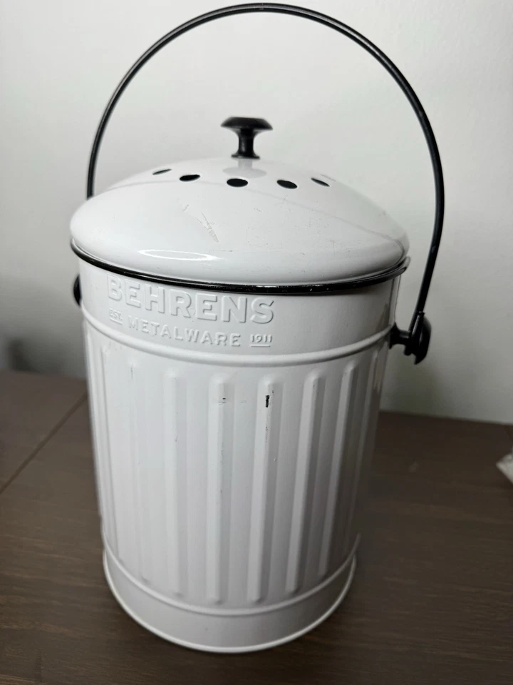 Behrens Metalware Composting Can Kitchen White  - Image 3 of 4