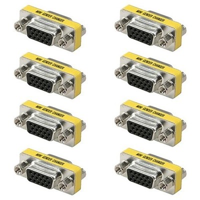 8x DB15 HD D-SUB 15 Pin VGA SVGA Female Mini Gender Changer Coupler Gold Plated