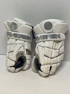 Maverick M4 Large 13  Lacrosse Gloves White/Green Lightly Used- Pre-owned