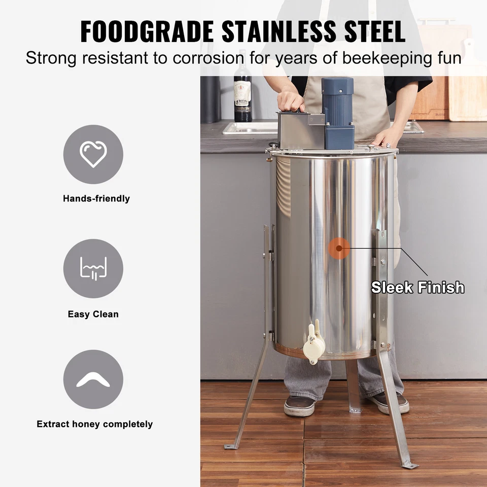 Электрический медовый экстрактор VEVOR оборудование для пчеловодства рамы 2/4 нержавеющая сталь - Изображение 4 из 4