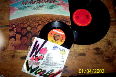 WE ARE THE WORLD / USA AFRICA 12'' & 7'' PS ~ MICHAEL JACKSON Dylan RAY CHARLES NM