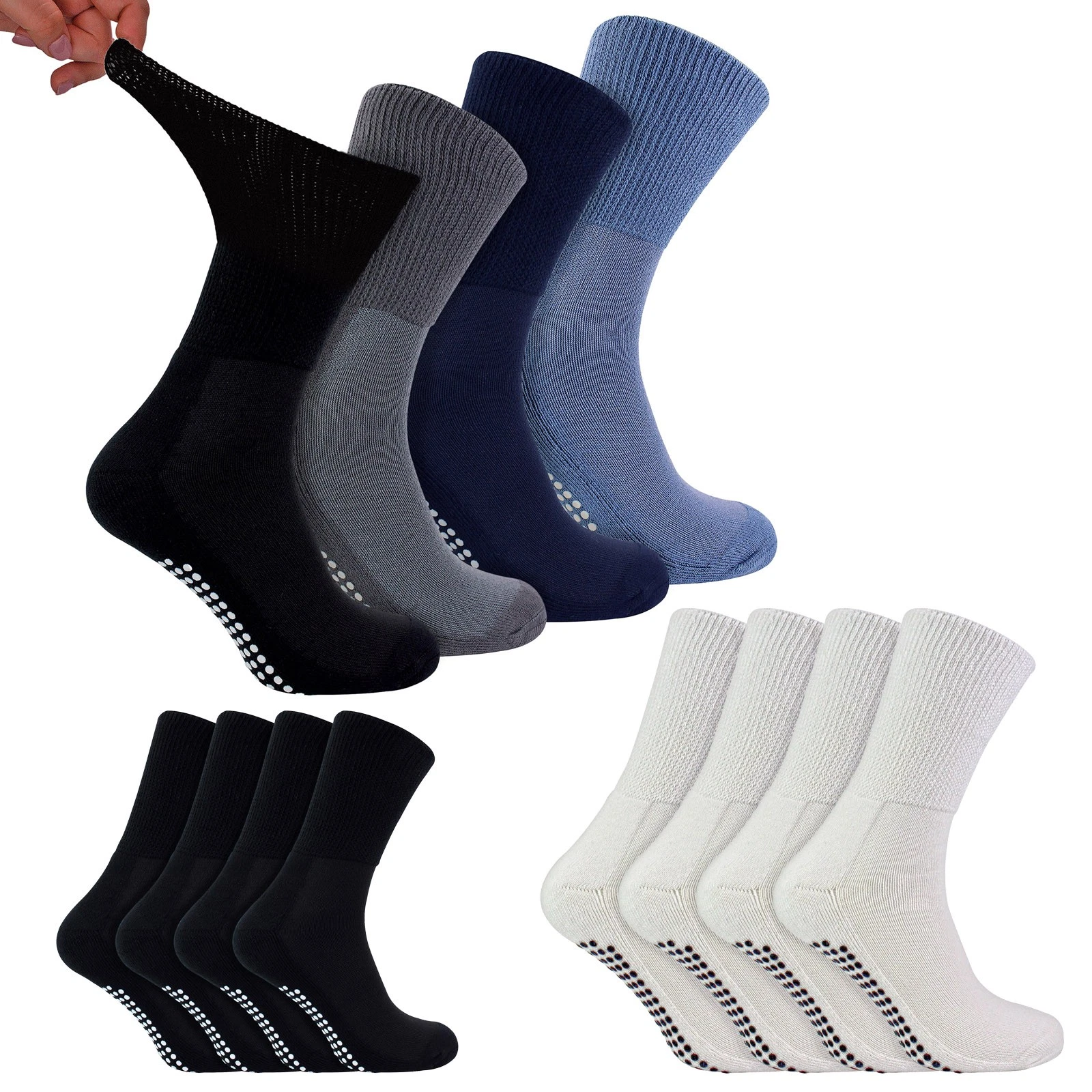 Mens Bamboo Extra Wide Crew Diabetic Socks by Dr.Socks , 4 Pack Slipper Socks