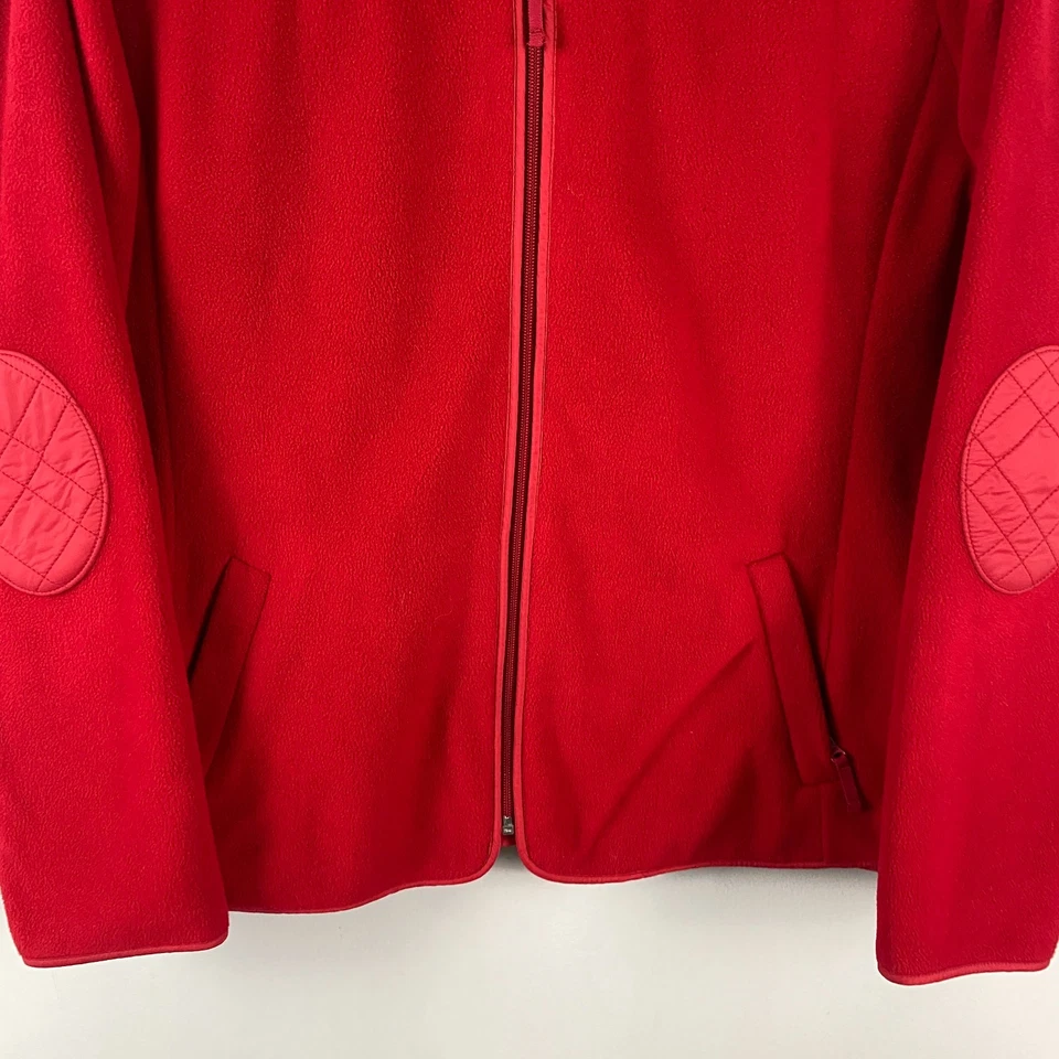 Chaqueta polar Talbots cremallera completa talla XL roja acolchada parche en el codo Foto 3 de 4