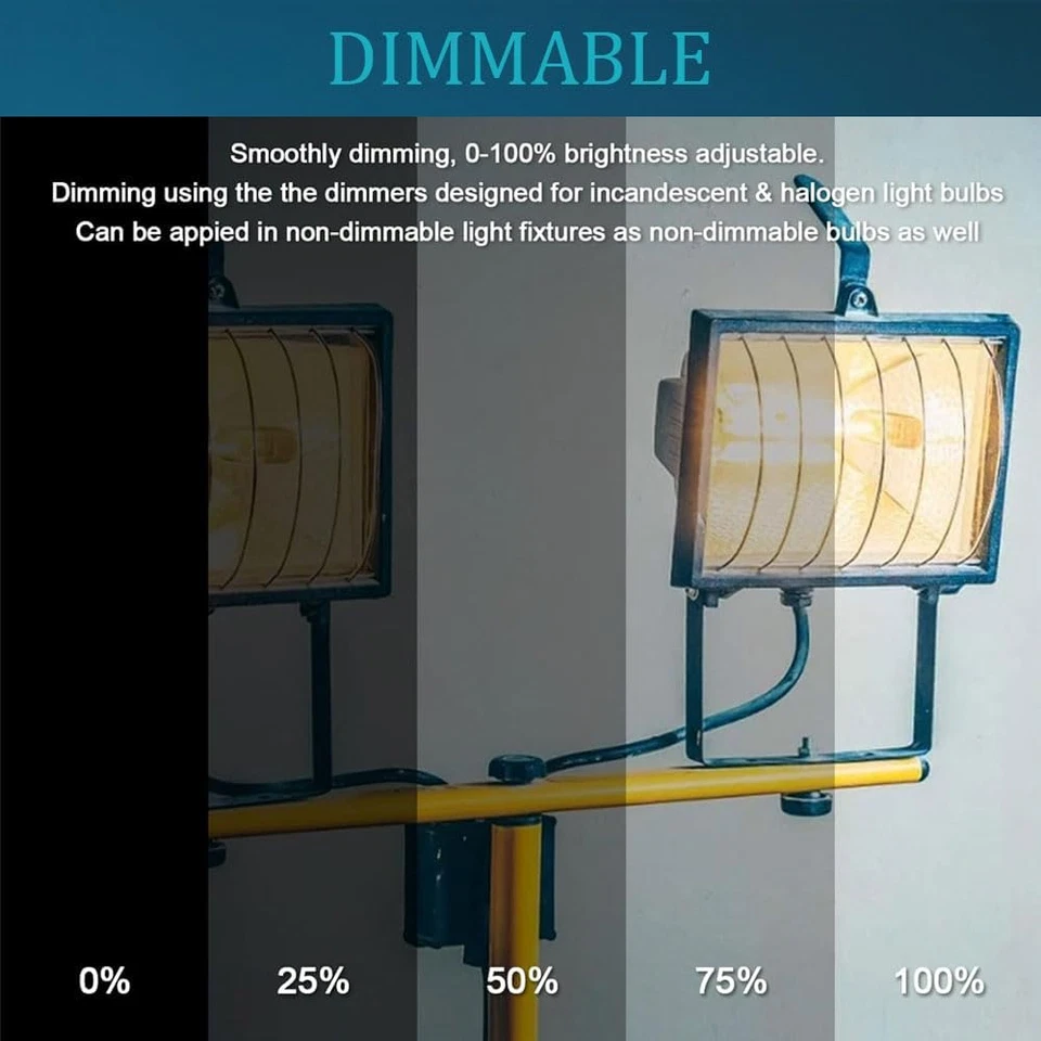 Pacchetto Di 6 500W R7S 118Mm Lampadina Alogena, Alogena Lineare R7S Bianca Cald - Immagine 4 di 4