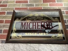 VINTAGE LARGE MICHELOB BEER MIRROR BAR SIGN RARE 1986 Wood Frame 18x26.