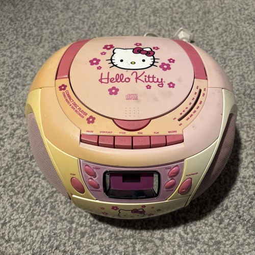 (EATS TAPES) Hello Kitty CD Cassette Boombox Stereo Radio KT2028H (TESTED)