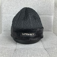 Spyder Hat Beanie One Size Black Mens Fleece Lined Knit Winter Ski Sports