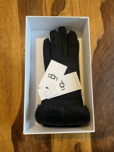 UGG Women's Leather Sheepskin Seamed Tech Gloves Touchscreen Compatible Size M - Picture 7 of 9