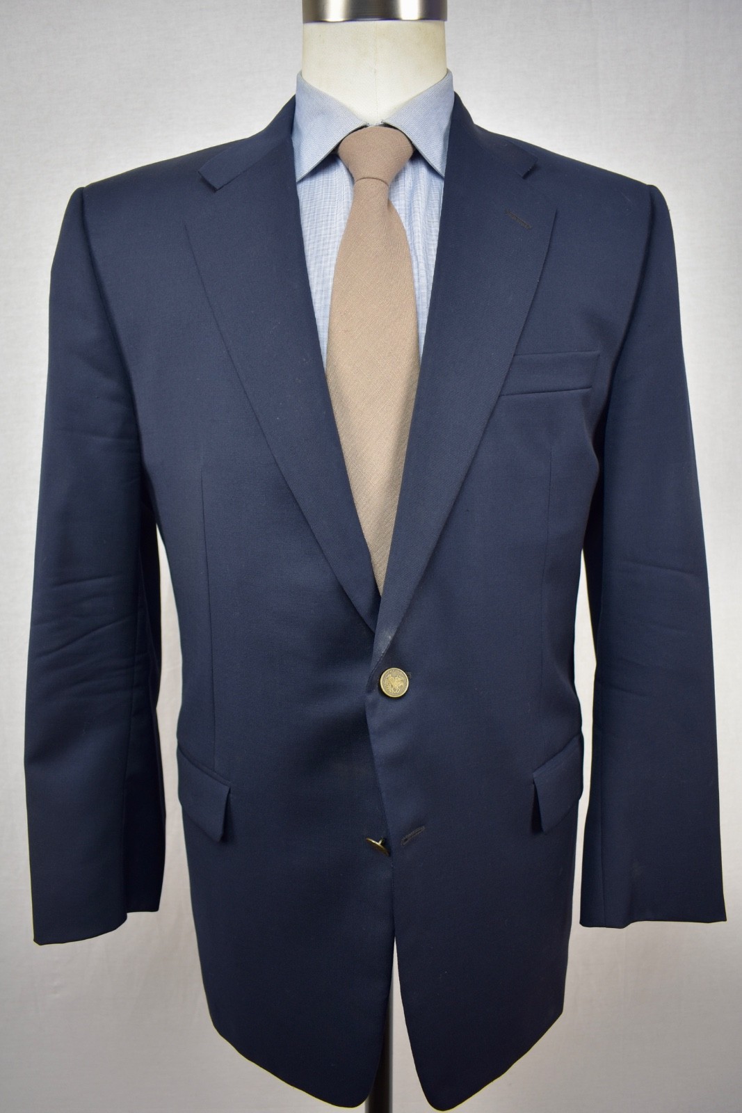 Hickey Freeman Solid Navy Blue Wool/Cashmere Blen… - image 1