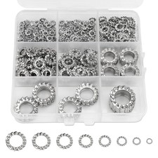 485PCS 8 Sizes External Tooth Lock Washers Assortment Kit, Metric Star Washers