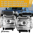Pair Headlight Assembly with Bulbs For GMC Sierra 2015-2018 1500 2500HD/3500HD