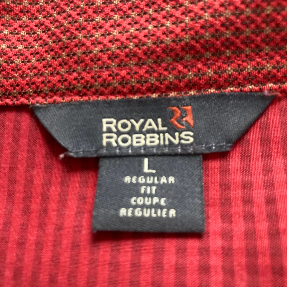 Camisa masculina Royal Robbins grande vermelha ao ar livre modal mistura caminhada botão para cima - Imagem 3 de 4