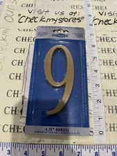 HOUSE NUMBER 4.75" Satin Brass NUMBER 9 For Use with DESIGN IT ADDRESS PLAQUES