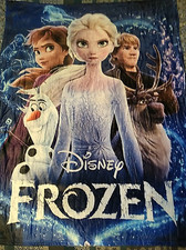 Disney Frozen Throw Blanket Anna Elsa  Kristoff Toddler Size Approx. 39" x 49"