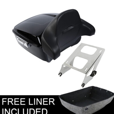 13.7'' King Trunk Pad w/ Mounting Rack Fit For Harley Touring Road Glide 14-26
