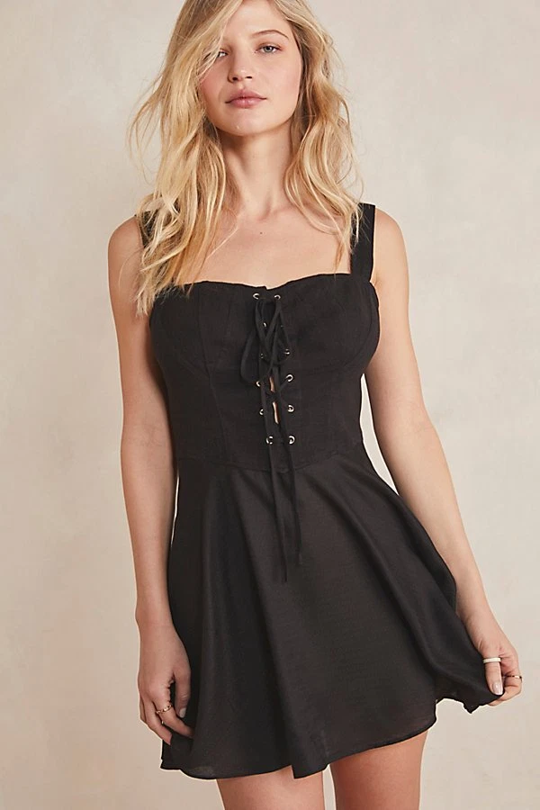 black corset mini dress