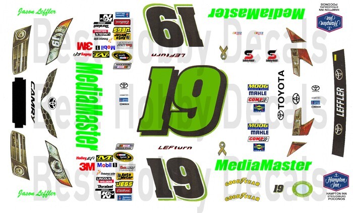 Jason Leffler MediaMaster Toyota 1/64 NASCAR Waterslide Decal