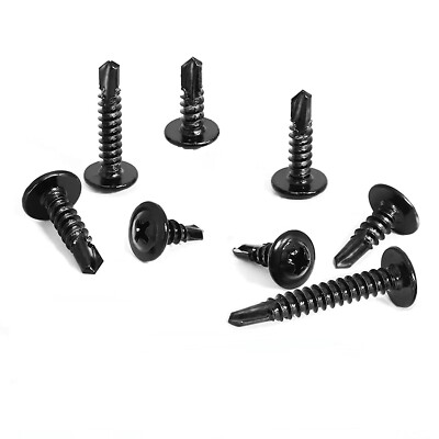 500 Self Tapping/Drilling Black Phosphate Screws 1/2'' Phillips Truss Head Waffer