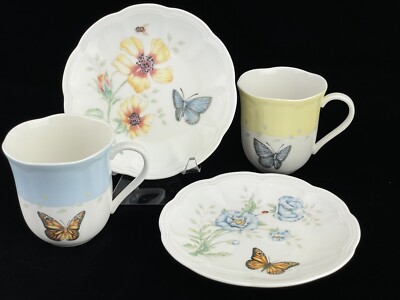 Lenox Porcelain 'Butterfly Meadow' 12oz Mug Plate Set