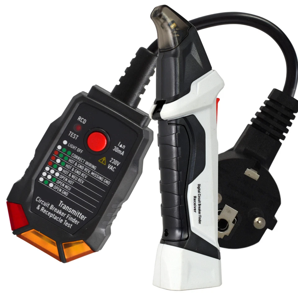 Sicherungsfinder SENDER & EMPFÄNGER Berührungsloser Phasenprüfer mit RCD TEST - Bild 2 von 3