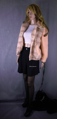  Donegal Irish 70% Peach Mohair Coat Jacket Look Feel Angora Cashmere Silk GrS