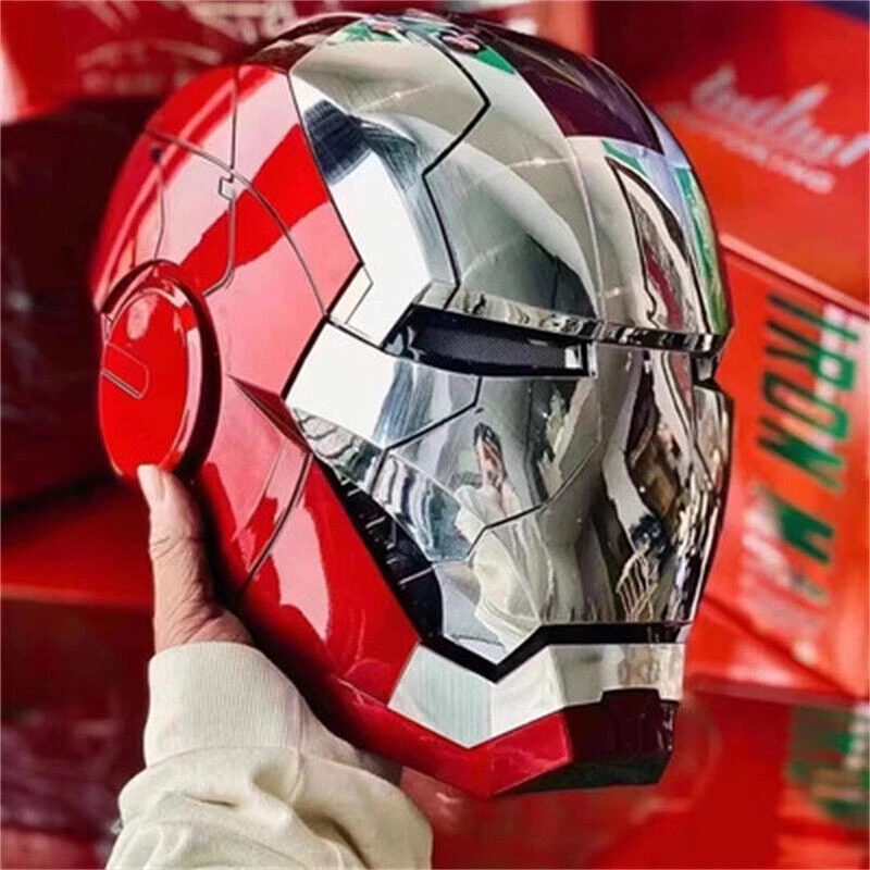 Silver Iron Man Voice Activated Mk5 Helmet 1:1 Wearable Amazing Christmas Gifts - Image 3 of 4