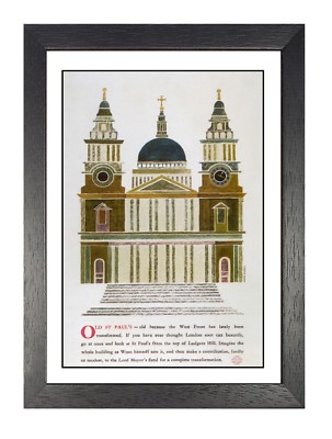 London St. Pauls 1964 Anglican Cathedral Poster Old Vintage Advert Picture 