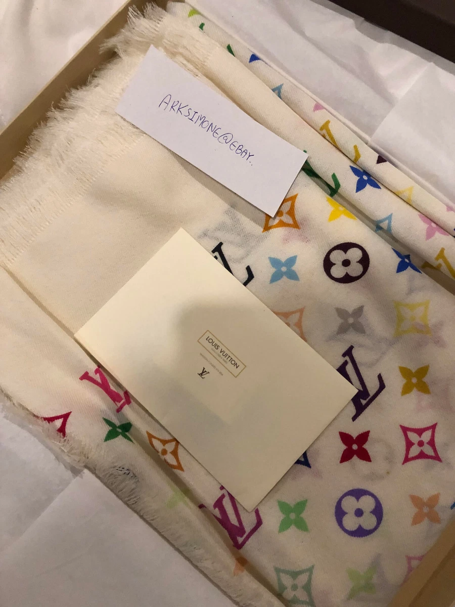 Louis Vuitton Takashi Murakami Multicolor Cashmere Shawl Scarf Limited  Edition