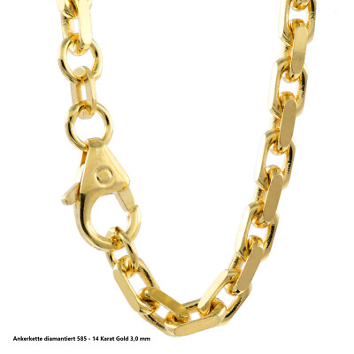 Ankerkette diamantiert Halskette - 585 - 14 Karat Gold