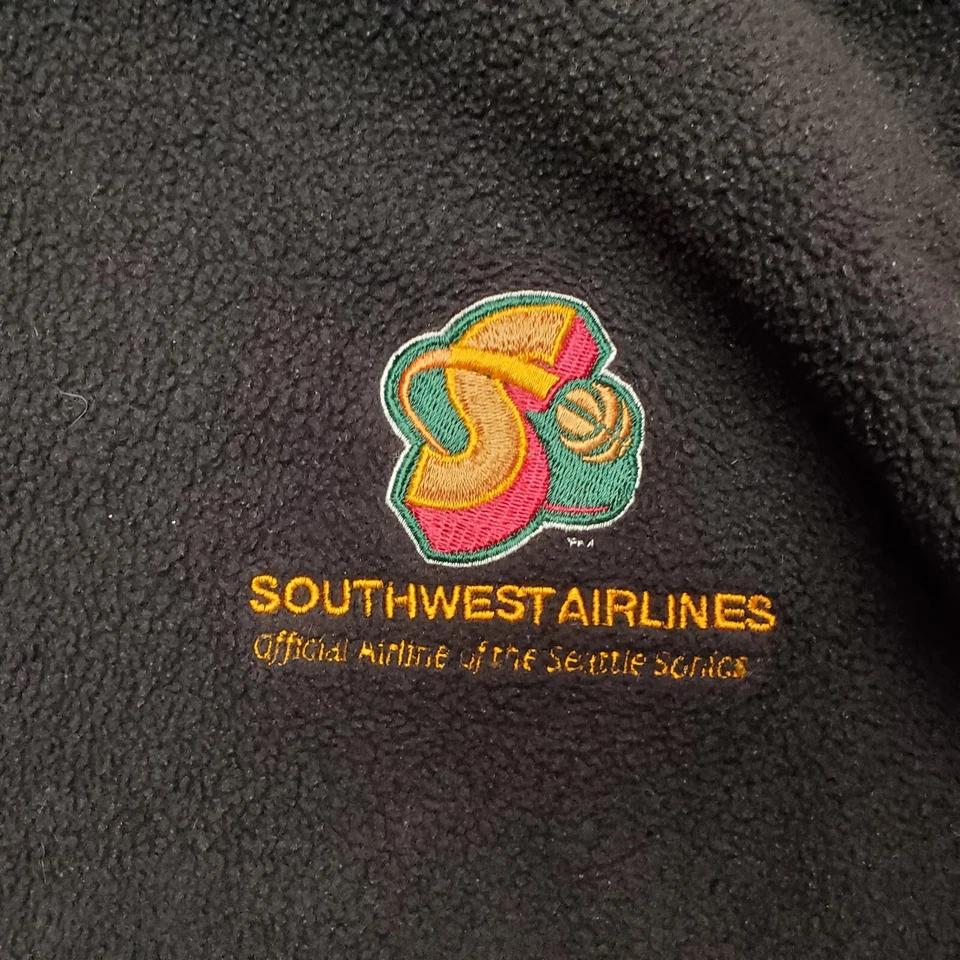 复古 Seattle Sonics 背心男式中号黑色羊毛涤纶全拉链西南 — 第 4/4 张图片