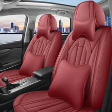 with Pillows Universal Faux Leather Car 5 Seat Covers Full Set Cushion Protector