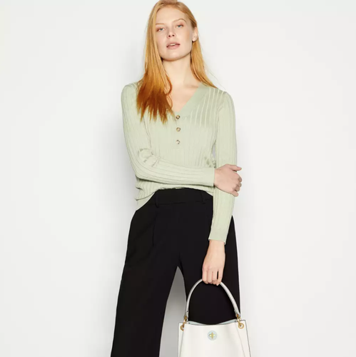 V Neck Ribbed Jumper Sizes 